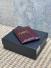 YSL Cassandre Matelasse Card Case In Lamskin Leather Burgundy - 10.5x7.5x0.5cm - 4