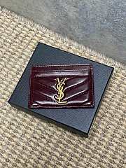 YSL Cassandre Matelasse Card Case In Lamskin Leather Burgundy - 10.5x7.5x0.5cm - 5