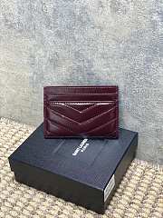 YSL Cassandre Matelasse Card Case In Lamskin Leather Burgundy - 10.5x7.5x0.5cm - 6