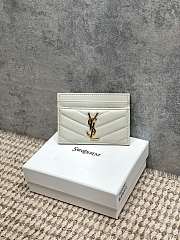 YSL Cassandre Matelasse Card Case In Lamskin Leather White - 10.5x7.5x0.5cm - 1