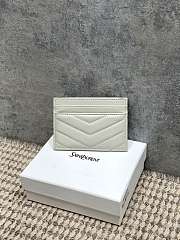 YSL Cassandre Matelasse Card Case In Lamskin Leather White - 10.5x7.5x0.5cm - 6