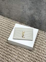 YSL Cassandre Matelasse Card Case In Lamskin Leather White - 10.5x7.5x0.5cm - 5