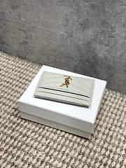 YSL Cassandre Matelasse Card Case In Lamskin Leather White - 10.5x7.5x0.5cm - 4