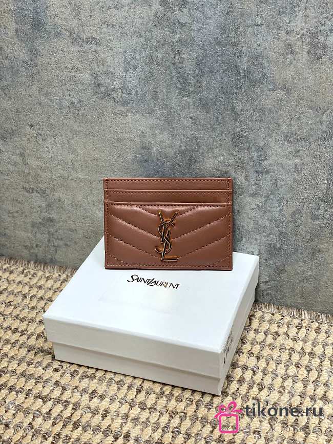 YSL Cassandre Matelasse Card Case In Lamskin Leather Pink - 10.5x7.5x0.5cm - 1