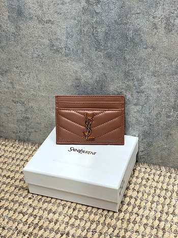 YSL Cassandre Matelasse Card Case In Lamskin Leather Pink - 10.5x7.5x0.5cm