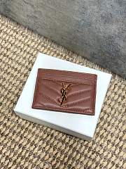 YSL Cassandre Matelasse Card Case In Lamskin Leather Pink - 10.5x7.5x0.5cm - 2