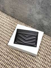 YSL Cassandre Matelasse Card Case In Lamskin Leather Gray - 10.5x7.5x0.5cm - 2