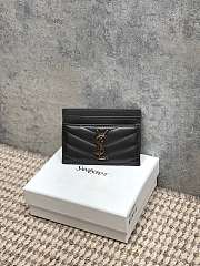 YSL Cassandre Matelasse Card Case In Lamskin Leather Gray - 10.5x7.5x0.5cm - 5