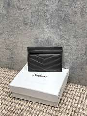 YSL Cassandre Matelasse Card Case In Lamskin Leather Gray - 10.5x7.5x0.5cm - 3