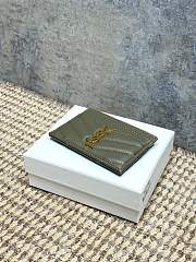 YSL Cassandre Matelasse Card Case In Lamskin Leather Green - 10.5x7.5x0.5cm - 6