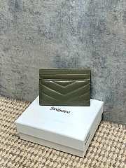 YSL Cassandre Matelasse Card Case In Lamskin Leather Green - 10.5x7.5x0.5cm - 4