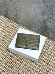 YSL Cassandre Matelasse Card Case In Lamskin Leather Green - 10.5x7.5x0.5cm - 5