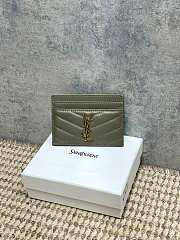 YSL Cassandre Matelasse Card Case In Lamskin Leather Green - 10.5x7.5x0.5cm - 3
