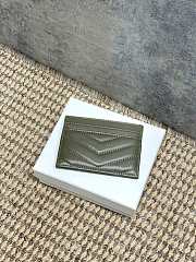 YSL Cassandre Matelasse Card Case In Lamskin Leather Green - 10.5x7.5x0.5cm - 2