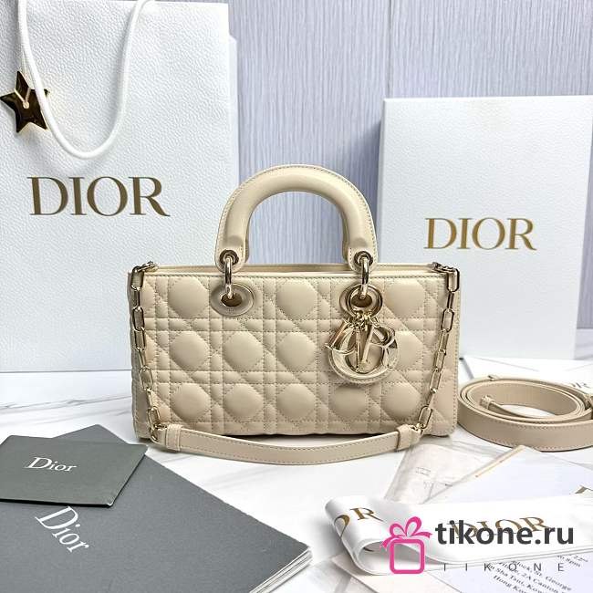 Dior Medium Lady D-Joy Bag Antique Beige Cannage Lambskin - 26x13.5x5cm - 1
