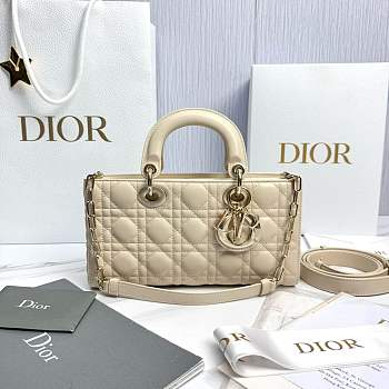 Dior Medium Lady D-Joy Bag Antique Beige Cannage Lambskin - 26x13.5x5cm