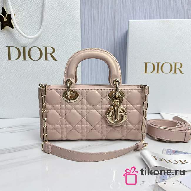 Dior Medium Lady D-Joy Bag Powder Pink Cannage Lambskin - 26x13.5x5cm - 1