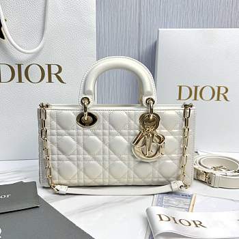 Dior Medium Lady D-Joy Bag White Cannage Lambskin - 26x13.5x5cm