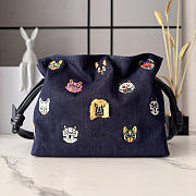 Loewe x Louis Wain Cats Medium Flamenco Clutch In Embroidered Denim Blue - 30x24.5x10.5cm - 1