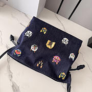 Loewe x Louis Wain Cats Medium Flamenco Clutch In Embroidered Denim Blue - 30x24.5x10.5cm - 3