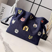 Loewe x Louis Wain Cats Medium Flamenco Clutch In Embroidered Denim Blue - 30x24.5x10.5cm - 4