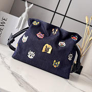 Loewe x Louis Wain Cats Medium Flamenco Clutch In Embroidered Denim Blue - 30x24.5x10.5cm - 5