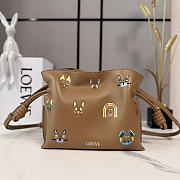 Loewe x Louis Wain Cats Mini Flamenco Clutch In Nappa Calfskin Brown - 23.9x18x9cm - 6