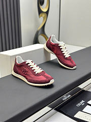 Celine Racer Low Top Sneaker In Nylon Suede Calfskin And Calfskin Plum - 2