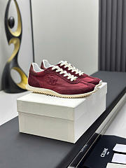 Celine Racer Low Top Sneaker In Nylon Suede Calfskin And Calfskin Plum - 4
