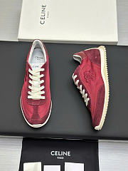 Celine Racer Low Top Sneaker In Nylon Suede Calfskin And Calfskin Plum - 5
