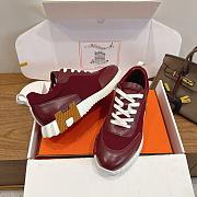 Hermes Bouncing Sneaker Mesh and Goatskin Rose/Lie De Vin H261015 - 1