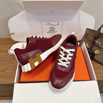 Hermes Bouncing Sneaker Mesh and Goatskin Rose/Lie De Vin H261015