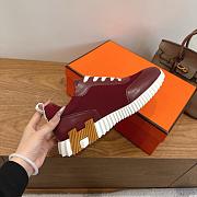 Hermes Bouncing Sneaker Mesh and Goatskin Rose/Lie De Vin H261015 - 6
