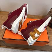 Hermes Bouncing Sneaker Mesh and Goatskin Rose/Lie De Vin H261015 - 5