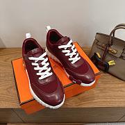 Hermes Bouncing Sneaker Mesh and Goatskin Rose/Lie De Vin H261015 - 3