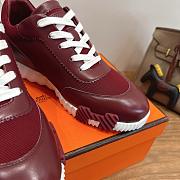 Hermes Bouncing Sneaker Mesh and Goatskin Rose/Lie De Vin H261015 - 2