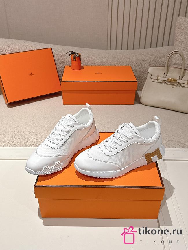 Hermes Bouncing Sneaker Mesh and Goatskin White H261015 - 1