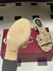 Gucci Women's Slide Dandal with Horsebit Camel and Brown GG Canvas 5.5cm - 6