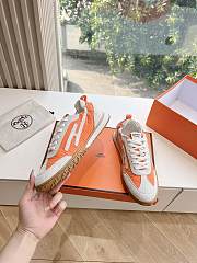 Hermes Jet Sneaker Canvas and Suede Orange/White H242923 - 6