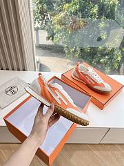 Hermes Jet Sneaker Canvas and Suede Orange/White H242923 - 5