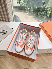 Hermes Jet Sneaker Canvas and Suede Orange/White H242923 - 2