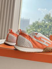 Hermes Jet Sneaker Canvas and Suede Orange/White H242923 - 4