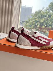 Hermes Jet Sneaker Canvas and Suede Rose Lie De Vin/White H242923 - 6