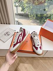 Hermes Jet Sneaker Canvas and Suede Rose Lie De Vin/White H242923 - 5
