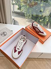 Hermes Jet Sneaker Canvas and Suede Rose Lie De Vin/White H242923 - 2