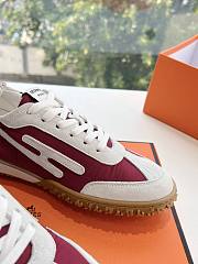 Hermes Jet Sneaker Canvas and Suede Rose Lie De Vin/White H242923 - 4