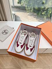 Hermes Jet Sneaker Canvas and Suede Rose Lie De Vin/White H242923 - 3