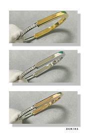 Tiffany Lock Bangle in Yellow/Rose/White and White Gold with Half Pavé Diamonds - 6