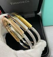Tiffany Lock Bangle in Yellow/Rose/White and White Gold with Half Pavé Diamonds - 3