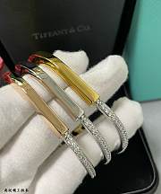 Tiffany Lock Bangle in Yellow/Rose/White and White Gold with Half Pavé Diamonds - 4